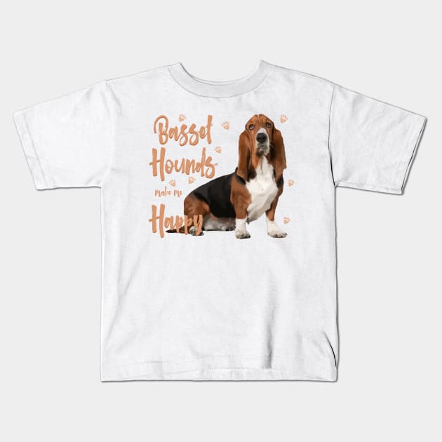 Basset Hounds Make Me Happy! Kids T-Shirt by rs-designs